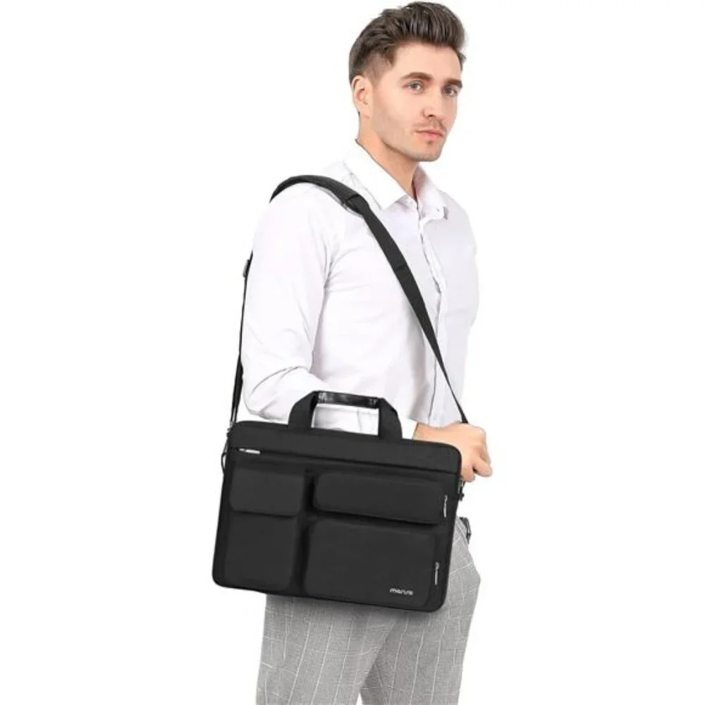Laptop Shoulder Bag 15.6 Inch Computer Messenger Bag Padded Pockets Travel